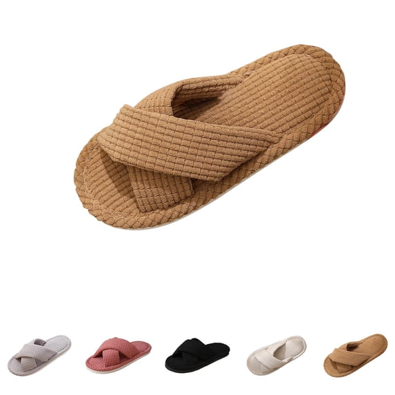 ssuyfkrb Slippers for Women,House Slippers for Women,Slippers for Women Indoor,Open Toe,Cozy,Non-slip,Khaki,42