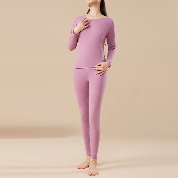 ssuyfkrb Thermal Underwear Set for Women 2 Piece,Thermal Underwear Set for Women,Warm,Soft,Stretch Fabric,Breathable,Purple,3XL