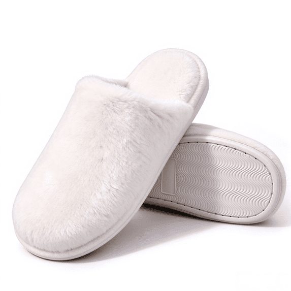 ATENAR Womens Slippers,Slippers for Women Indoor,Slippers Women,Comfy,Close Toe,Slip-On,White,10-10.5
