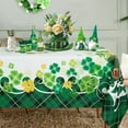 thumbnail image 1 of st Patricks Day Tablecloth Green Shamrock Decorations Table Cloth Rectangle Lucky Plaid Tablecover Polyester Fabric 60x84 inch Tablecloths for Kitchen Dining Room, 1 of 1