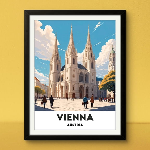 st. Stephen'S Cathedral Poster Vienna Landmark Art Gothic Architecture Print Austrian Cityscape Decor, Poster Only