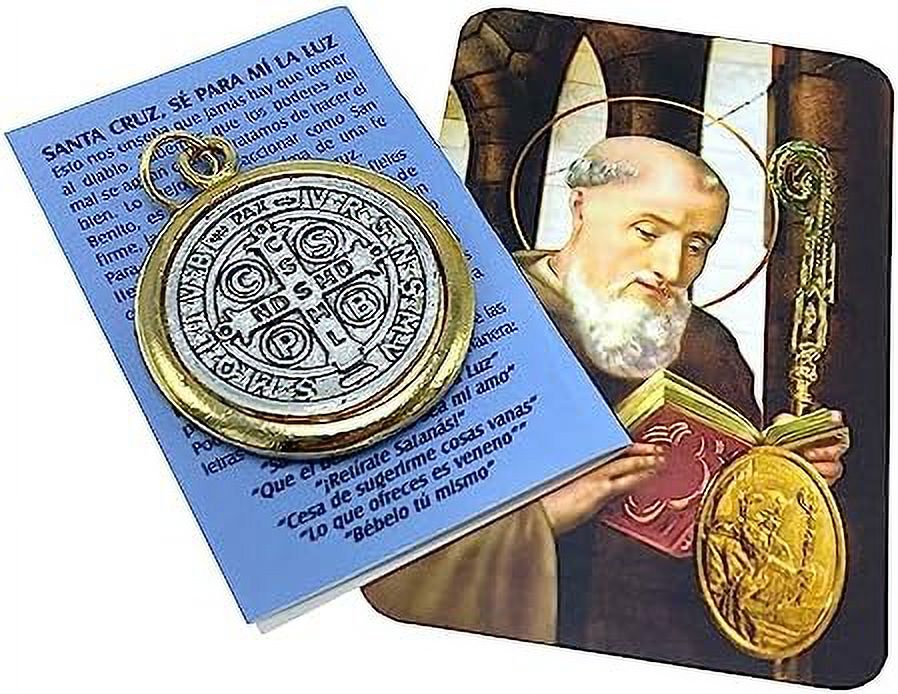 st benedict exorcism medal 1.5 inch two with prayer card/mrt/medal pendant/san benito medal in