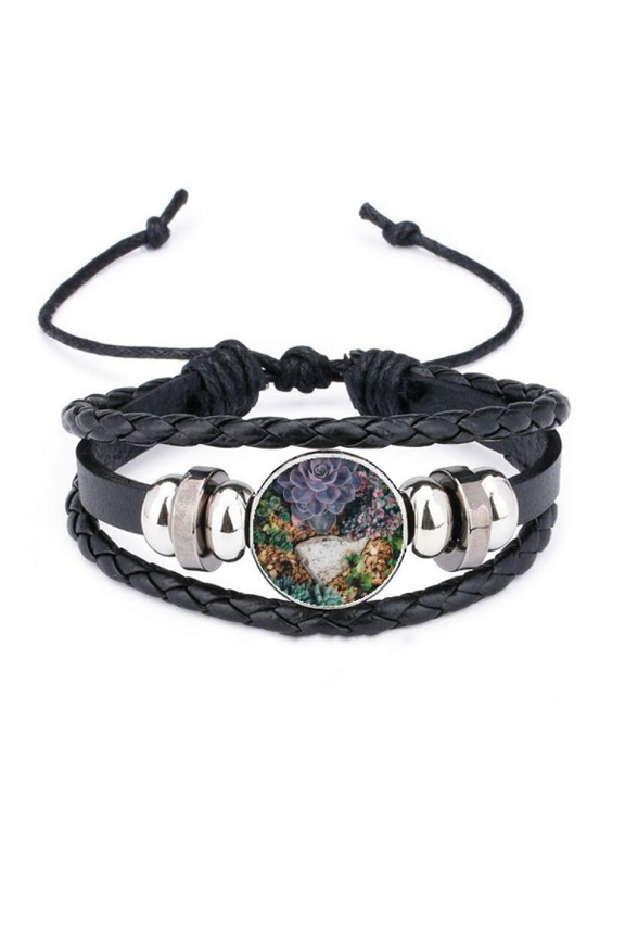 st flower science nature scenery bracelet braided leather woven wristband