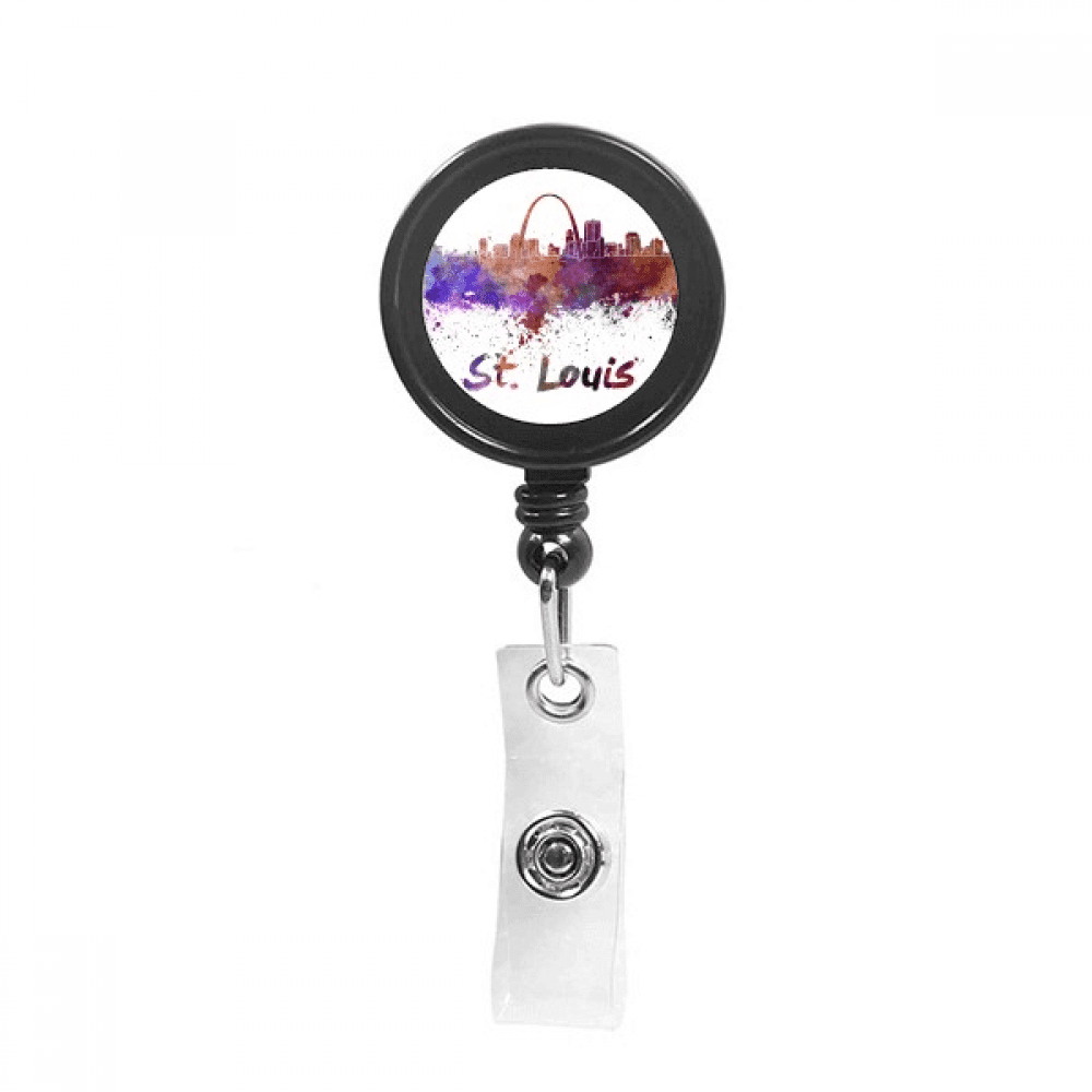 st.louis amecity watercolor Retractable Keychain Badge Holder ID Badge