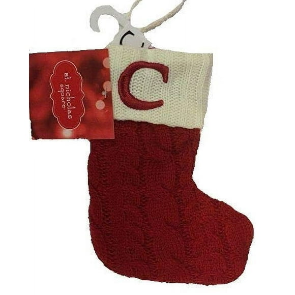 st. nicholas square mini 7-in knit monogram christmas stocking, letter c