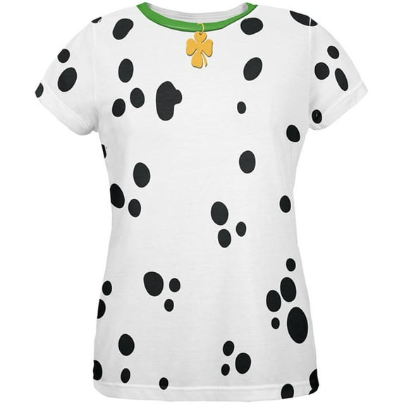 st patrick's day dog dalmatian costume green collar shamrock all over womens t shirt