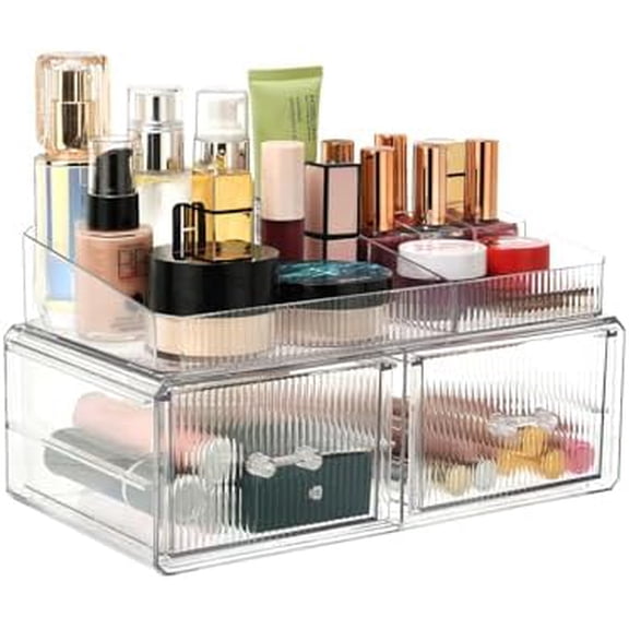 stackable storage drawer, cosmetic acrylic storage box, cosmetics and beauty product storage organizer, suitable for makeup room, bathroom, storage room