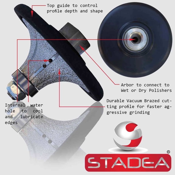 stadea diamond profile wheels radius - half bullnose Grinding Shaping Demi 1 1/4" Grinder Marble Tile Stone Concrete Profiling