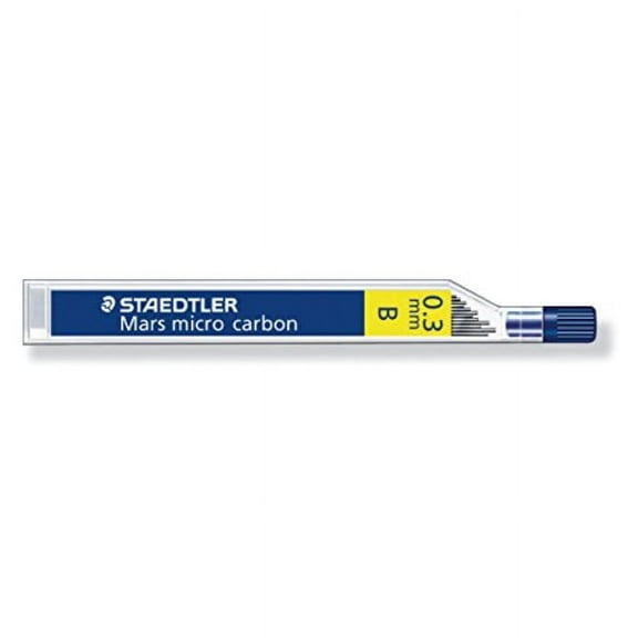 staedtler micro mars carbon mechanical pencil leads, 0.3 mm, b, 60 mm x 12 (250 03 b)
