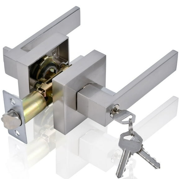 The stainless steel design of the indoor door handle lock with key is suitable for use as a front door lock, rear door lock or bedroom door lock, providing ideal privacy protection and security, 1PCS