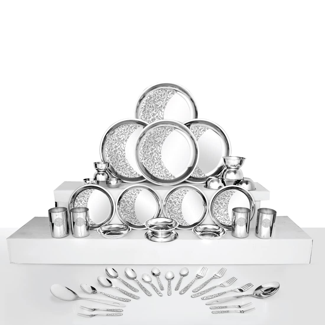 42 pieces stainless steel dinner set deals
