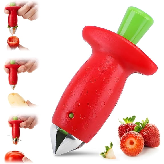 JINANDA Fruit Strawberry Corer Stem Remover Huller Tool, Stainless Steel, 1-Count