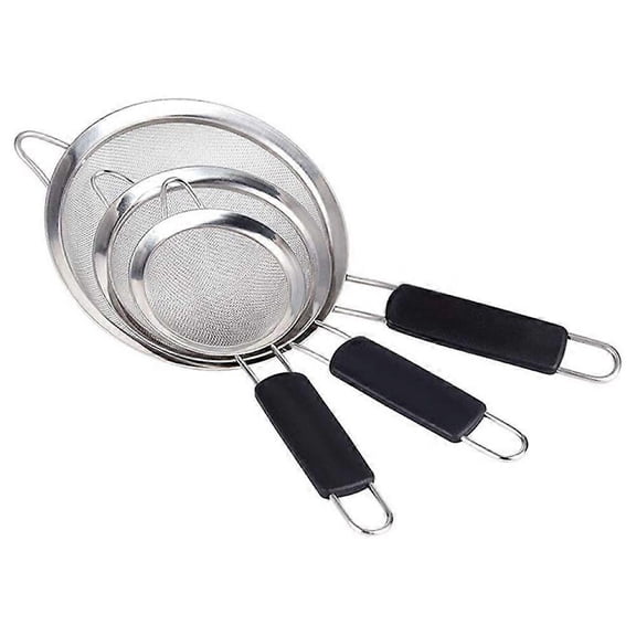 stainless steel kitchen strainer, premium fine sieve with thickened handle strainer Set 8/12/20 cm.