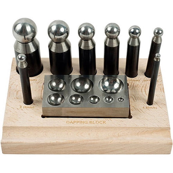 stalwart dapping set with wood stand, 10-piece