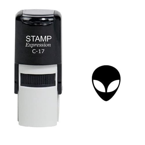 stampexpression - Alien Head Self Inking Rubber Stamp - Black Ink (W-6438)