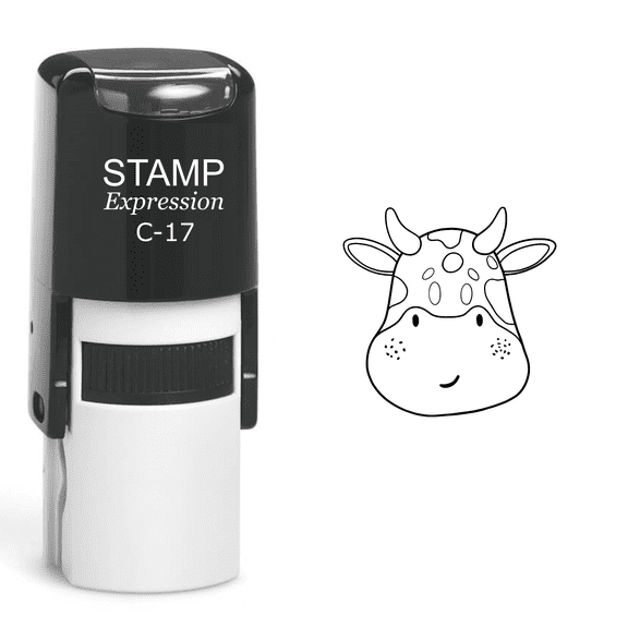 stampexpression - Cow Head Self Inking Rubber Stamp - Black Ink (A-60225)