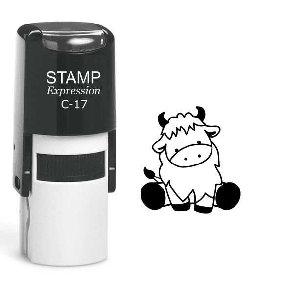 stampexpression - Cute Little Bull Cow Self Inking Rubber Stamp - Black Ink (A-60126)
