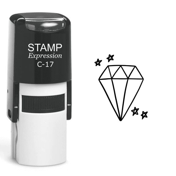 stampexpression - Diamon With Stars Self Inking Rubber Stamp - Black Ink (A-61133)