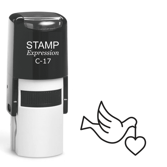 stampexpression - Dove with Heart Self Inking Rubber Stamp - Black Ink (A-62101)
