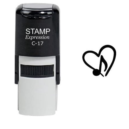 stampexpression - Eighth Note Music Love Self Inking Rubber Stamp - Black Ink (W-6296)