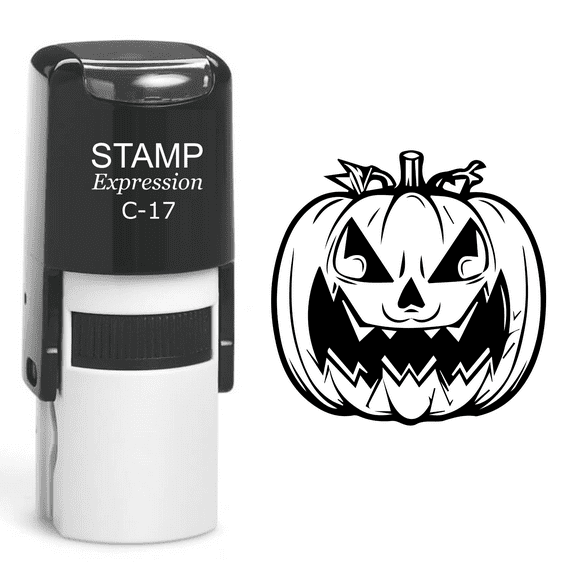 stampexpression - Jack-o'-Lantern Halloween Pumpkin Self Inking Rubber Stamp - Black Ink (A-60976)
