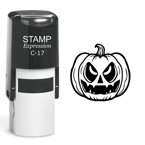 stampexpression - Jack-o'-Lantern Halloween Pumpkin Self Inking Rubber Stamp - Black Ink (A-60988)