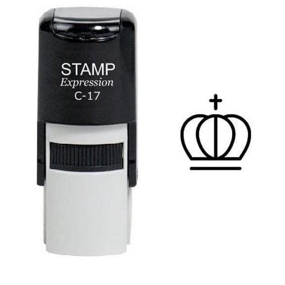 stampexpression - King's Crown Outline Chess Piece Self Inking Rubber Stamp - Black Ink (W-6394)