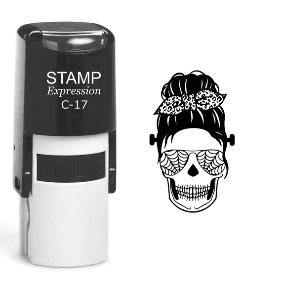 stampexpression - Lady Skull Self Inking Rubber Stamp - Black Ink (A-60624)