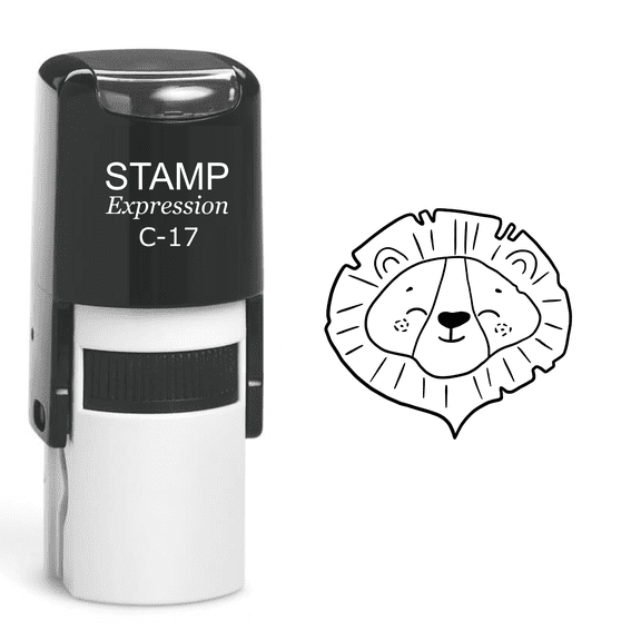 stampexpression - Lion Head Self Inking Rubber Stamp - Black Ink (A-60241)