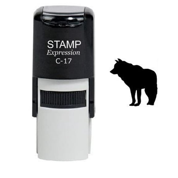 stampexpression - Lone Wolf Silhouette Self Inking Rubber Stamp - Black Ink (W-6353)
