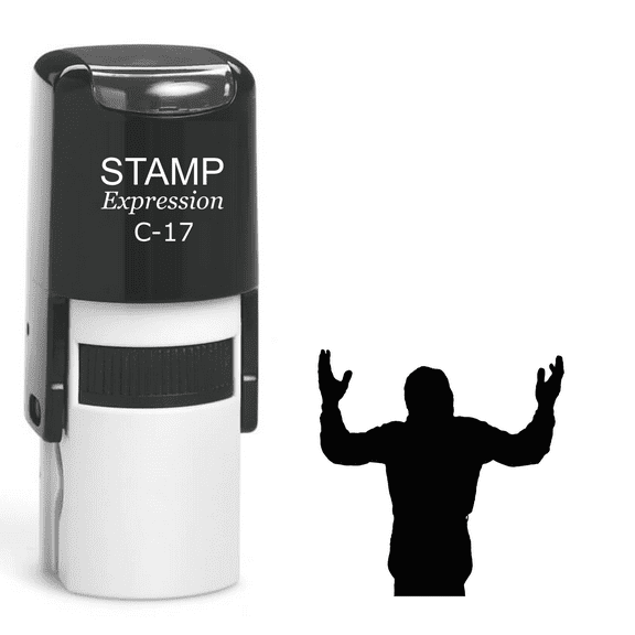 stampexpression - Man With Hands Up Self Inking Rubber Stamp - Black Ink (A-61621)