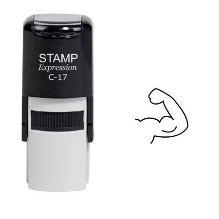 stampexpression - Muscular Flexed Biceps Self Inking Rubber Stamp - Black Ink (W-6367)