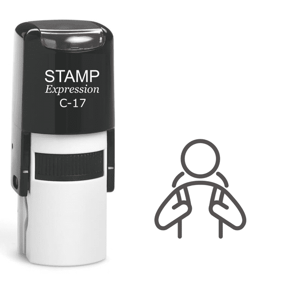 stampexpression - Person With Backpack Self Inking Rubber Stamp - Black Ink (A-61273)
