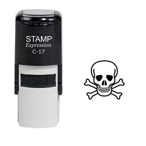 stampexpression - Poison Skull Self Inking Rubber Stamp - Black Ink (W-6049)