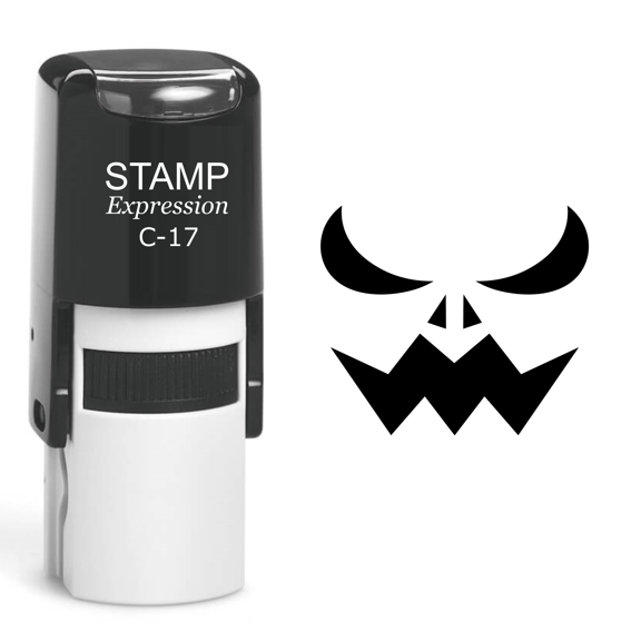 stampexpression - Pumpkin Faces Halloween Self Inking Rubber Stamp - Black Ink (A-60660)