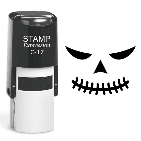 stampexpression - Pumpkin Faces Halloween Self Inking Rubber Stamp - Black Ink (A-60666)