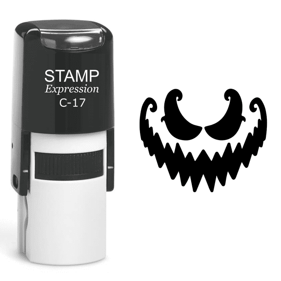 stampexpression - Pumpkin Faces Halloween Self Inking Rubber Stamp - Black Ink (A-60700)
