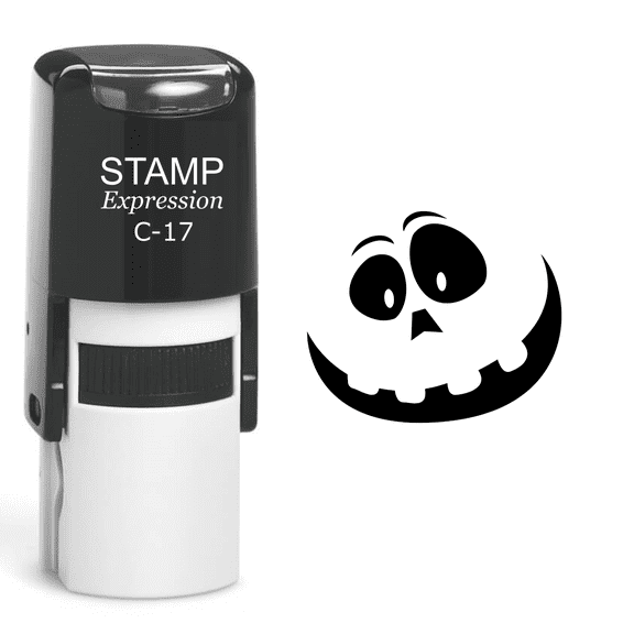 stampexpression - Pumpkin Faces Halloween Self Inking Rubber Stamp - Black Ink (A-60745)