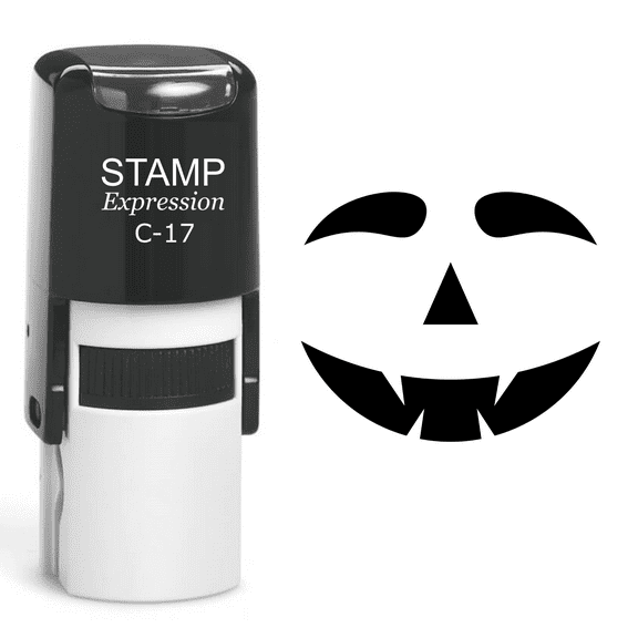 stampexpression - Pumpkin Faces Halloween Self Inking Rubber Stamp - Black Ink (A-60772)