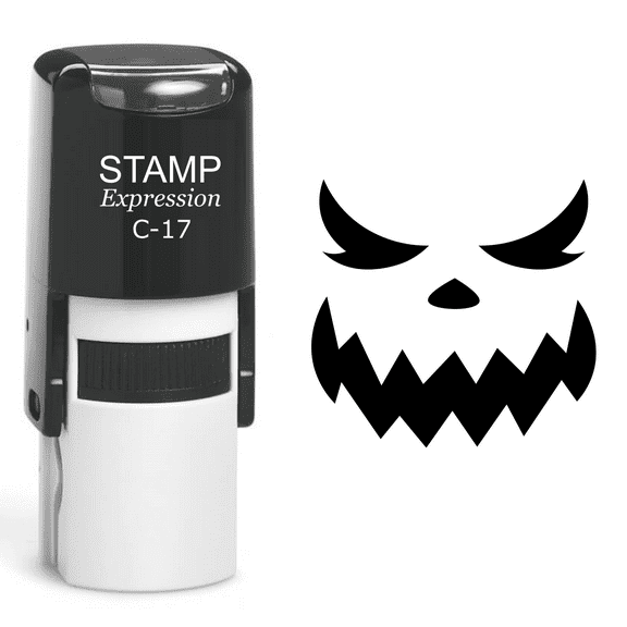 stampexpression - Pumpkin Faces Halloween Self Inking Rubber Stamp - Black Ink (A-60786)