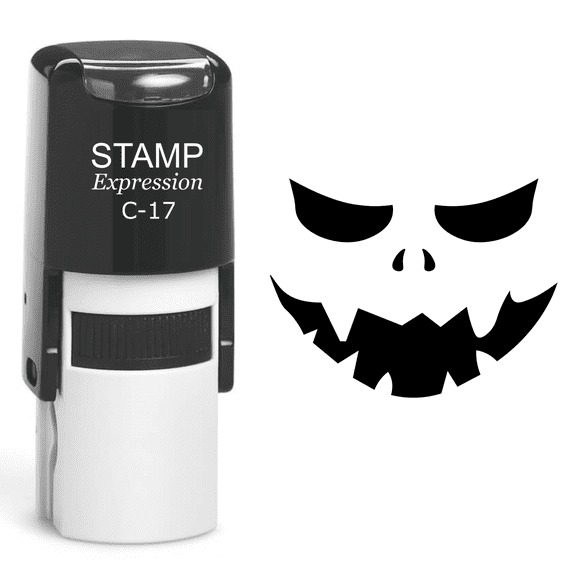 stampexpression - Pumpkin Faces Halloween Self Inking Rubber Stamp - Black Ink (A-60791)