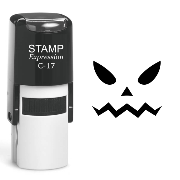 stampexpression - Pumpkin Faces Halloween Self Inking Rubber Stamp - Black Ink (A-60812)