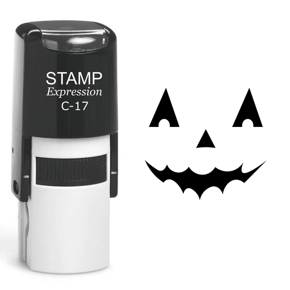 stampexpression - Pumpkin Faces Halloween Self Inking Rubber Stamp - Black Ink (A-60819)