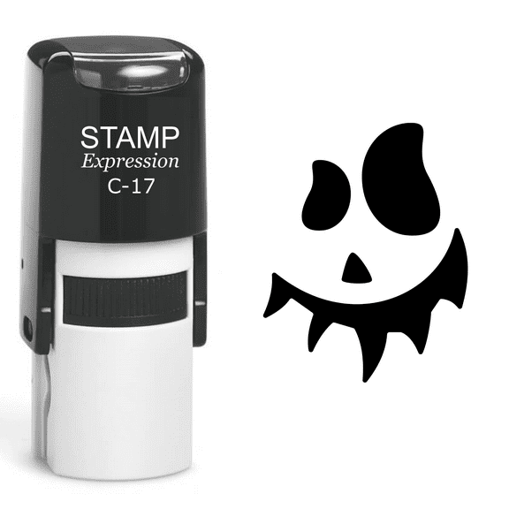 stampexpression - Pumpkin Faces Halloween Self Inking Rubber Stamp - Black Ink (A-60832)