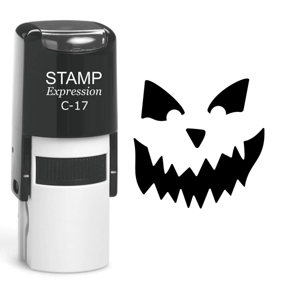 stampexpression - Pumpkin Faces Halloween Self Inking Rubber Stamp - Black Ink (A-60837)