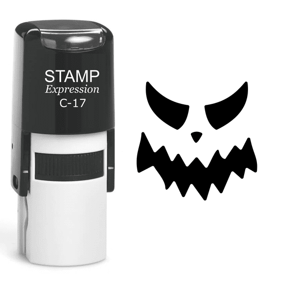 stampexpression - Pumpkin Faces Halloween Self Inking Rubber Stamp - Black Ink (A-60856)
