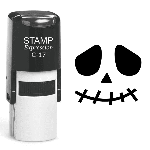 stampexpression - Pumpkin Faces Halloween Self Inking Rubber Stamp - Black Ink (A-60864)