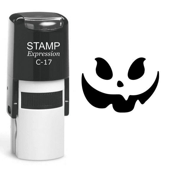 stampexpression - Pumpkin Faces Halloween Self Inking Rubber Stamp - Black Ink (A-60896)