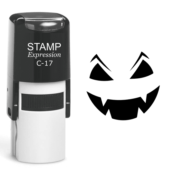 stampexpression - Pumpkin Faces Halloween Self Inking Rubber Stamp - Black Ink (A-60926)