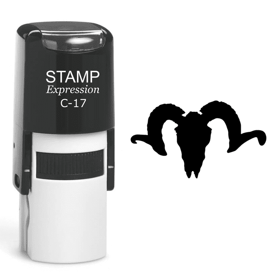 stampexpression - Ram Skull Self Inking Rubber Stamp - Black Ink (A-60553)